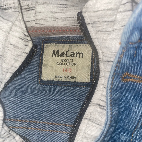 Kids/Youth Mixed Media Hooded Jean Jacket, Denim Size M - Picture 8 of 14